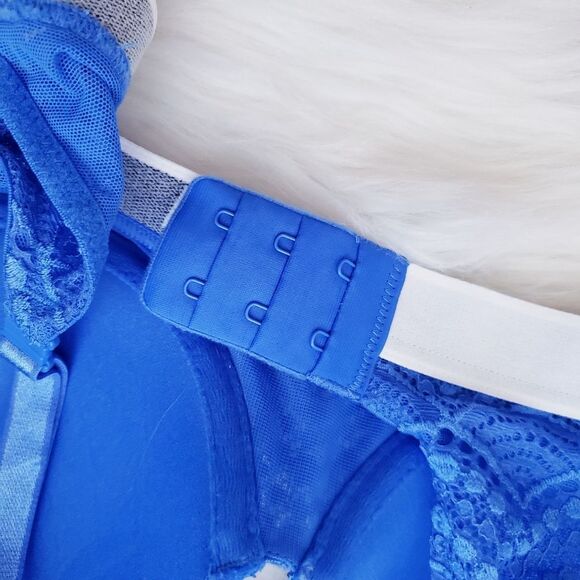 Victorias Secret Perfect Shape Blue Lace Bra 36C - Picture 6 of 7